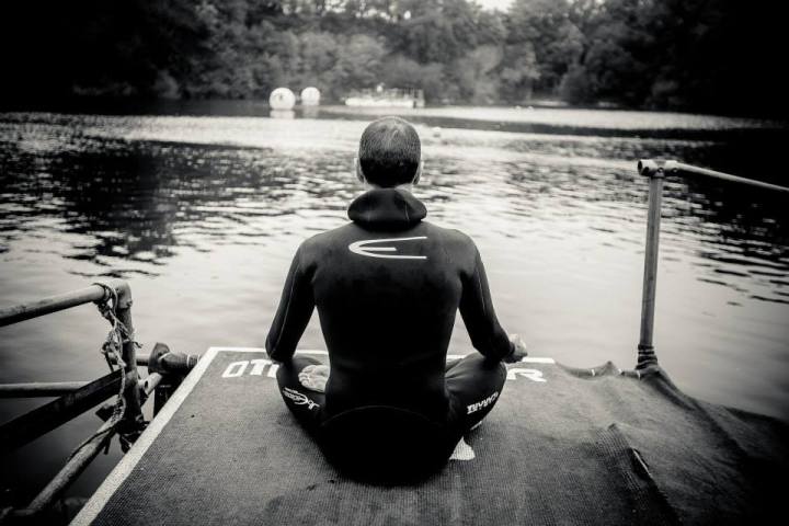 Meditating before the dive